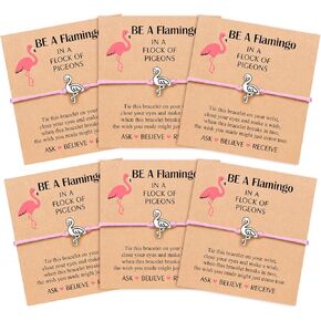Be A Flamingo Wish Bracelets Set of 6, Birthday Flamingo Gifts for Women Best Friend Friendship