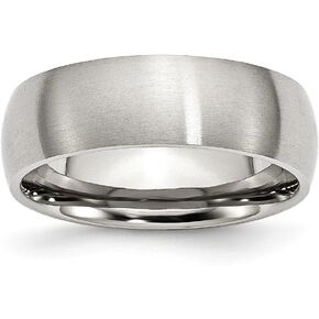 Solid Stainless Steel 7mm Matte Brushed Finish Plain Classic Wedding Band Ring Comfort-Fit