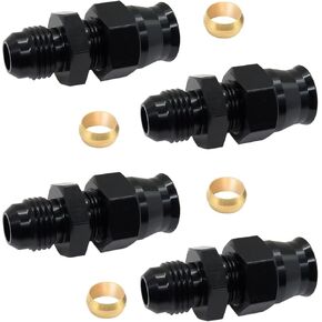 YSIL 6AN Male Flare to 5/16" Hardline Fuel Compression Fitting Adapter Aluminum Straight Black 4PCS