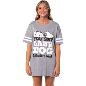 INTIMO Peanuts Women's Lazy Dog Snoopy Nightgown Pajama Shirt Dress For Adults