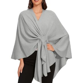 KARRESLY Shawl Wraps for Women Elegant Soft Cross Front Poncho Sweater Knitted Cape for Spring Fall Winter