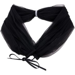 ZORZA 1Pcs Elegant Detachable Tulle Sleeves Sophisticated Black Shawl with Lace Detail Sheer Tulle Capes Cover Up for Weddings Formal Parties and Proms