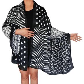 70x35in Women Long Silk Paisley Polka Dot Head Hair Satin Scarf Wrap Summer Boho Floral Lightweight Shawl Travel Beach