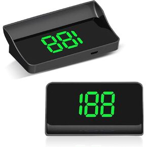 1 PC Heads Up Display ، جهاز عرض عداد السرعة الرقمي للخط ، خط التوصيل والتشغيل مع شاشة MPH السرعة ، شاشة السرعة الرقمية العالمية لزجاجات السيارة (أسود)