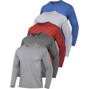 TELALEO 5 Pack Long Sleeve Shirts for Men Quick Dry Moisture Wicking Sun Protection Tee Shirts Workout T Shirts Casual