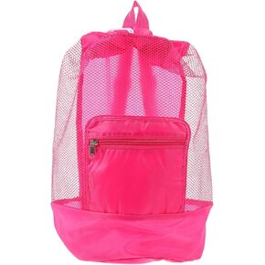 Wakauto Mesh Beach Bag Drawstring Backpack Pouch for Men Women,Lightweight Storage Tote Gear Bag for Sports Workout Swimming Equipment Accessories