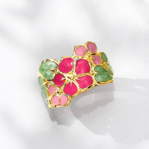 Ross-Simons الإيطالية ذات ألوان مينا خاتم زهرة في الذهب الأصفر 14kt. الحجم 7 in Kuwait