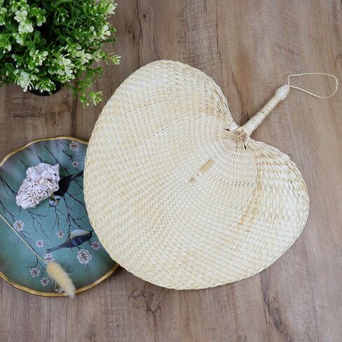 Framendino, 2 Pack Handmade Natural Bamboo Raffia Fans Hand Rattan Fan Woven Plam Leaf for Wedding Party Favors Table Wall Boho Decoration Summer Cooling Home Decor in Saudi Arabia