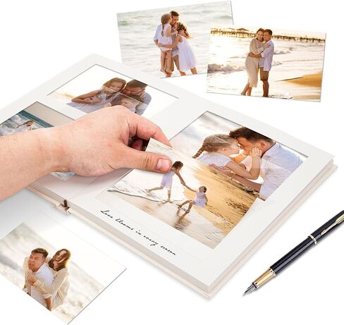 Small Photo Album 4x6 Linen Cover 48 Pockets Photo Book with Writing Space for Family Anniversary Vacation Wedding Baby, Beige in Kuwait