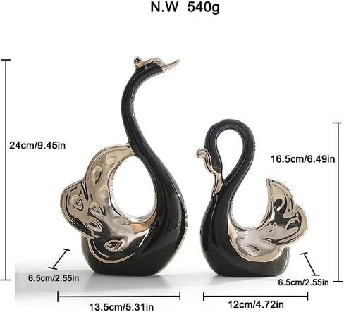 ELEGANTZ Swan Art Ceramic Statues – 2-Pcs Modern Shelf Decorations – Centerpiece Table Decorations for Living Room, Coffee Table, Office – Elegant Home Decorations – Ornaments for Home Decor in Kuwait