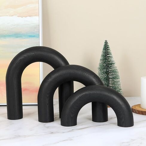HMASYO 3Pcs Wood Arch Decorative Objects, Coffee Table Decor, Shelf Decor Aesthetic, Neutral Home Decor Accents for Living Room Bedroom, Modern Table Top Bookshelf Decor Boho Office Decor in Kuwait