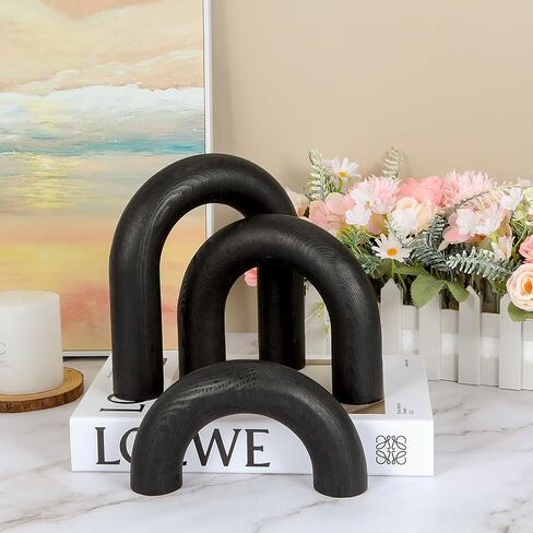 HMASYO 3Pcs Wood Arch Decorative Objects, Coffee Table Decor, Shelf Decor Aesthetic, Neutral Home Decor Accents for Living Room Bedroom, Modern Table Top Bookshelf Decor Boho Office Decor in Kuwait