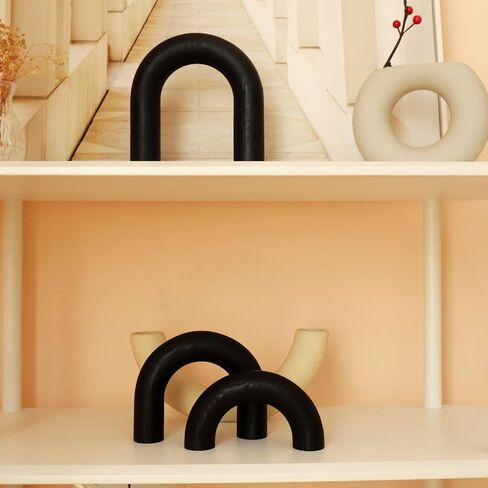 HMASYO 3Pcs Wood Arch Decorative Objects, Coffee Table Decor, Shelf Decor Aesthetic, Neutral Home Decor Accents for Living Room Bedroom, Modern Table Top Bookshelf Decor Boho Office Decor in Kuwait