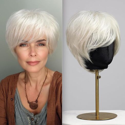 شقراء Unicorn Ombre Pixie قطع الشعر القصيرة مع الانفجارات للنساء والألياف و REMY HUSY HEAR BLEND الاستخدام الطبيعي اليومي in Saudi Arabia
