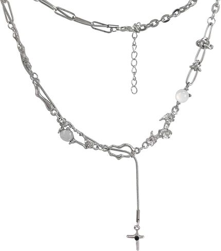 Buyongwant قلادة ضوء النجوم غير النظامية مقسمة مع شرابة اللؤلؤ والمجوهرات طوق سلسلة النساء فتاة 17.71 بوصة in Kuwait