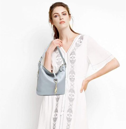 Zecny Genuine Leather Shoulder Bag for Women Metal Tassel in Saudi Arabia