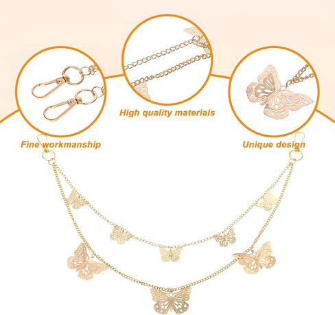 5 Pcs Gold Belt Chain Jeans Pants Chain Goth Multi Layer Chains Pocket Waist Chain Metal Wallet Chain Belly Chain Hip Hop Adjustable Lock Charm for Men Women Dress Skirt in Saudi Arabia