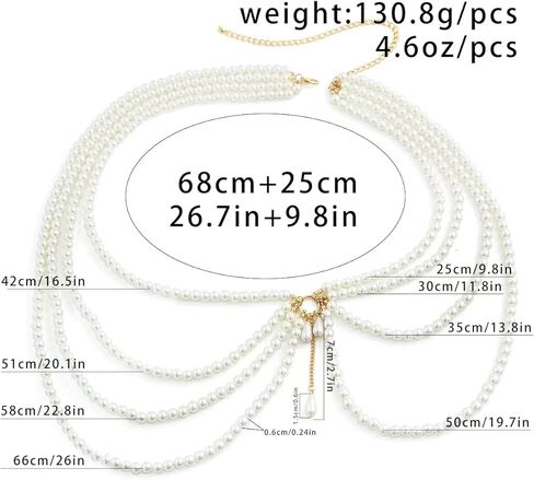 Body Chain Jewelry for Women Layered Pearl Waist Chain Pearl Belt for Formal Dress in Saudi Arabia
