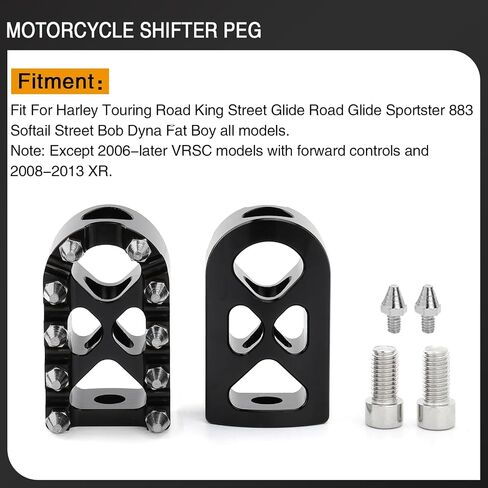 Heel Toe Shifter Peg MX Offroad Shift Lever Peg for Harley Touring Road King Street Glide Road Glides Sportster 883 1200 Dyna Street Bob Softail Fat Boy Slim (Black) in Saudi Arabia