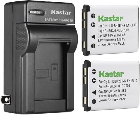 Kastar Li-42B AC Wall Battery Charger - Replacement for Olympus Stylus 550WP, 700, 710, 720SW, 725SW, 730, 740, 750, 760, 770SW in Kuwait