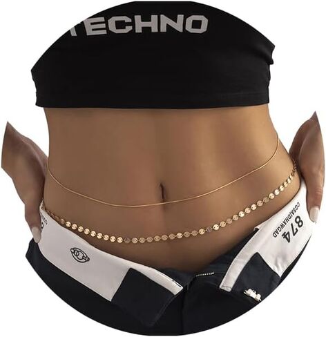 Summer Beach Multi-layer Waist Chain Simple Sequin Waist Body Chain Bikini Metal Thin Belly Chain Belt Sexy Crystal Body Jewelry for Women in Saudi Arabia