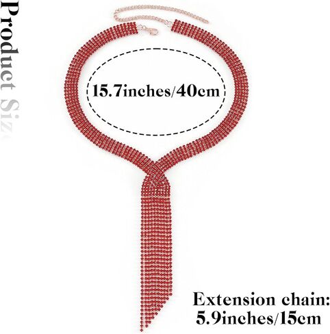 Sethexy Rhinestone Tassel Necklace Glitter Y Necklaces Simple Tie Necklace Sparkly Crystals Tennis Chain Necklaces Party Nightclub Wedding Jewelry for Women in Kuwait
