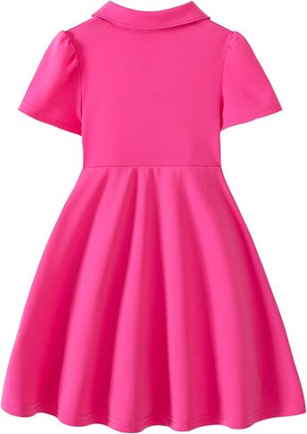 Hilinker Toddler Girls Frank Shulle Sleeve Pulo Dress Dress Pritt Heart Print Uniform Dresses in Kuwait
