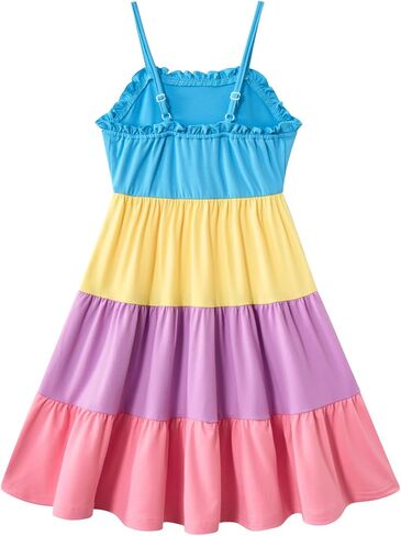 Vieille Girls Dress Kids Summer Sundress Sundress Patchwork Spaghetti Fresses 3-7 Years in Kuwait