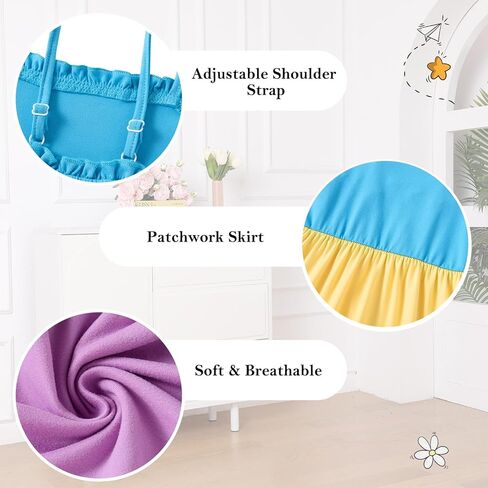 Vieille Girls Dress Kids Summer Sundress Sundress Patchwork Spaghetti Fresses 3-7 Years in Kuwait