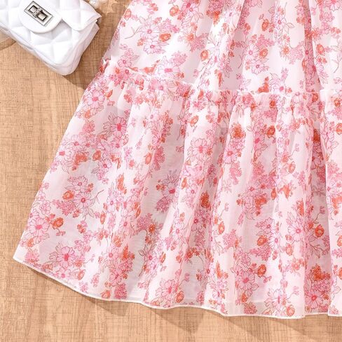 fioukiay Girls Fall Dress Long Lantern Sleeve V-Neck Floral Printed Smocked Waist Maxi Dresses Holiday in Kuwait