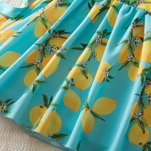 nnjxd floral girl print bress drumevles sleeve tie back summer sundress devidler kids clothers in Kuwait