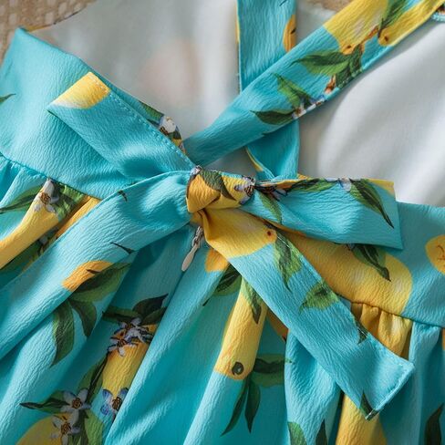 nnjxd floral girl print bress drumevles sleeve tie back summer sundress devidler kids clothers in Kuwait