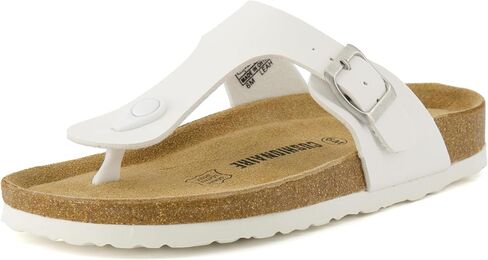 CUSHIONAIRE Women's Leah Cork footbed Sandal with +Comfort WHITE, 8 W in Saudi Arabia
