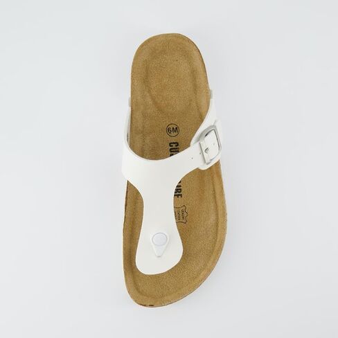 CUSHIONAIRE Women's Leah Cork footbed Sandal with +Comfort WHITE, 8 W in Saudi Arabia