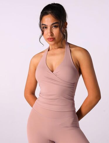 ABOCIW Women Wrap Halter Workout Tank V Neck Longline Sports Bras Backless Padded Gym Yoga Tank Tops Y2k Casual Crop in Saudi Arabia