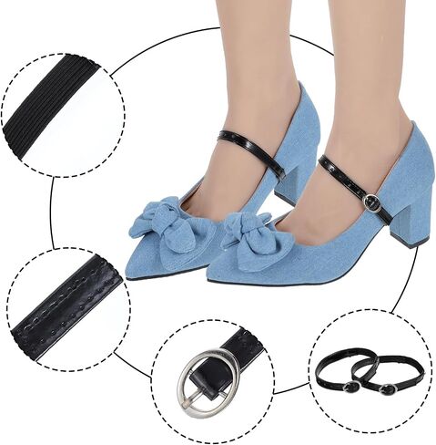 2Pcs Black Leather Shoe Straps,Detachable Ankle Straps,Adjustable PU Leather Shoes Belt Band for Women Girls Holding Loose Heels One Size Fits All Shoes Strap Extender in Saudi Arabia