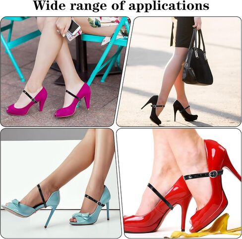 2Pcs Black Leather Shoe Straps,Detachable Ankle Straps,Adjustable PU Leather Shoes Belt Band for Women Girls Holding Loose Heels One Size Fits All Shoes Strap Extender in Saudi Arabia