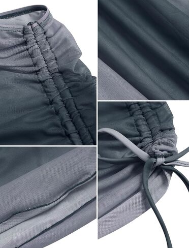 ZAFUL Women's Beach Cover Up Skirt Mesh Sheer Ruched Drawstring Short Swim Skirt Cover Ups for Swimwear in Saudi Arabia