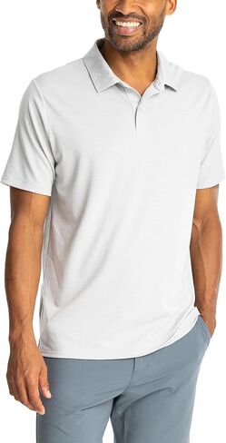 Free Fly Men’s Elevate Polo - Ultra Soft, Odor Control, Sun Protection UPF 30+ Quick-Dry Mens Polo Shirts, Short Sleeve in Saudi Arabia