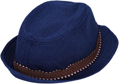 Kid's Short Brim Fedoras Sun Hats Linen Trilby Panama Jazz Beach Hat Summer UPF50+ Vintage 1920s anti-UV Cap مع الفرقة in Kuwait