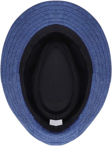 Kid's Short Brim Fedoras Sun Hats Linen Trilby Panama Jazz Beach Hat Summer UPF50+ Vintage 1920s anti-UV Cap مع الفرقة in Kuwait