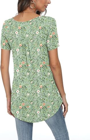 POPYOUNG Summer Womens Tunic Tops Loose Fit dressy Casual Short Sleeve Shirts to wear with Leggings in Saudi Arabia