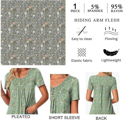 POPYOUNG Summer Womens Tunic Tops Loose Fit dressy Casual Short Sleeve Shirts to wear with Leggings in Saudi Arabia