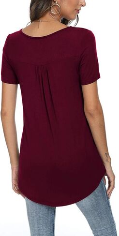 POPYOUNG Summer Womens Tunic Tops Loose Fit dressy Casual Short Sleeve Shirts to wear with Leggings in Saudi Arabia