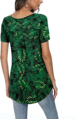 POPYOUNG Summer Womens Tunic Tops Loose Fit dressy Casual Short Sleeve Shirts to wear with Leggings in Kuwait