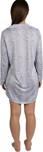 TAHARI Women's Long Sleeve Button Up Notch Collar Nightshirt with Piping and Pocket in Saudi Arabia