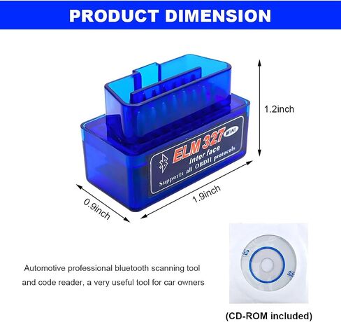 ELM327 OBDII Car Auto Diagnostic Scanner, Professional Wireless Bluetooth Scan Tool Failure Detector, OBD2 Engine Fault Code Reader for Android Windows, Car Accessories in Saudi Arabia