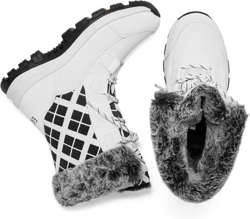 EARLDE Women’s Snow Boot With Waterproof Lace Up Mid-Calf Outdoor Winter Deep Tread Rubber Sole in Saudi Arabia