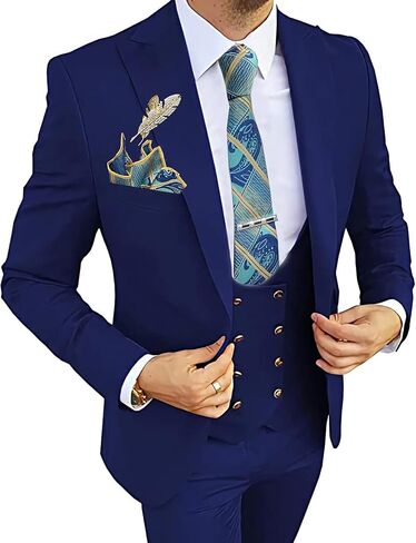 MOGU MENS SUITS GOLD BUTTONS 3 PIES SLIM FIT TUXEDO SUIT SUB SUT BAZER STEP FORDER in Saudi Arabia