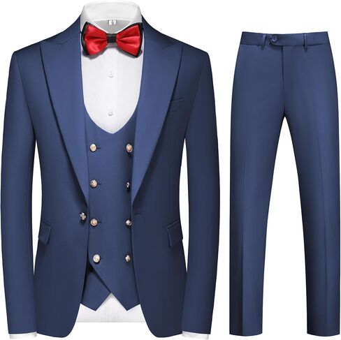 MOGU MENS SUITS GOLD BUTTONS 3 PIES SLIM FIT TUXEDO SUIT SUB SUT BAZER STEP FORDER in Saudi Arabia